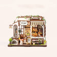 The Puppy Pantry DIY miniature pet shop kit, assembled with LED lights on