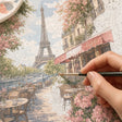 Cafe View of the Eiffel Tower paint by numbers canvas in progress – TinyCraft