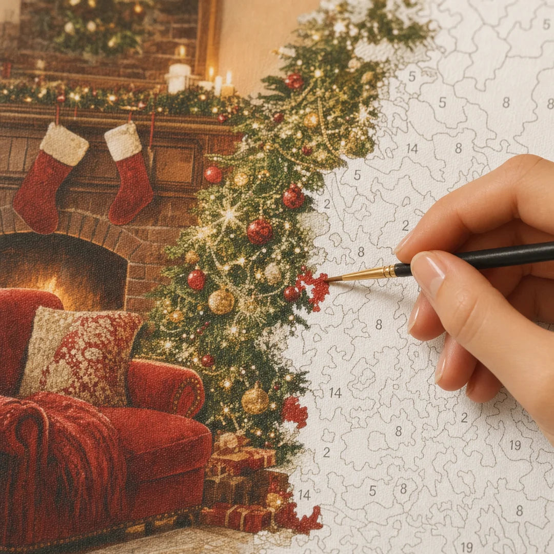 TinyCraft Cozy Christmas Living Room - Painting In Progress