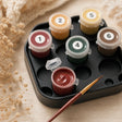 Cozy Christmas Living Room paint by numbers acrylic paint pots close-up – TinyCraft