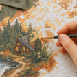 Forest Cabin Retreat paint by numbers canvas in progress – TinyCraft