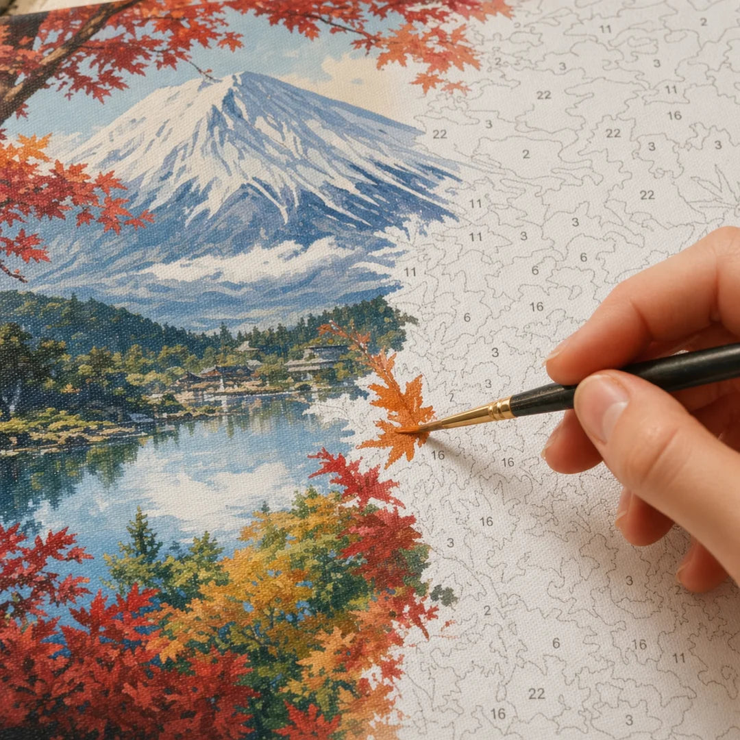 TinyCraft Mount Fuji in Autumn - Painting In Progress