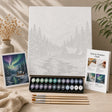 Northern Lights Forest paint by numbers complete kit contents – TinyCraft