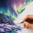 Northern Lights Forest paint by numbers canvas in progress – TinyCraft