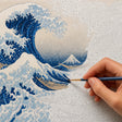 The Great Wave Off Kanagawa paint by numbers canvas in progress – TinyCraft