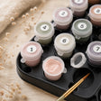 Whimsical Floral Cottage paint by numbers acrylic paint pots close-up – TinyCraft