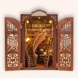 The Book Emporium DIY book nook kit, grand vintage bookshop on cream background