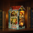 The Tartan Hearth glowing on a walnut shelf at night