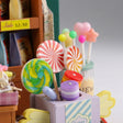The Candy Counter miniature kit contents – wood sheets, accessories and LED lights