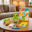 The Shell Keeper crochet kit contents – yarn, hook, safety eyes and guide