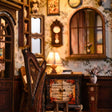 Close-up of the harp and warm lamplight inside The Music Room kit