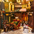 Detail of the red and gold Santa sleigh with gifts in The Winter Lane