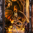 Close-up of the winged dragon spreading its wings inside The Dragon's Keep