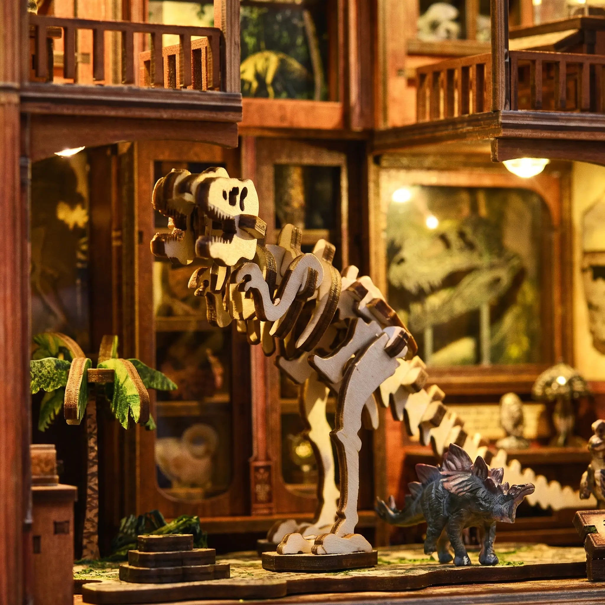 Close-up of the towering dinosaur in the atrium of The Fossil Museum
