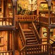 Grand wooden staircase inside The Fossil Museum