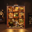 The Fossil Museum DIY book nook on a dark walnut surface with warm museum lighting