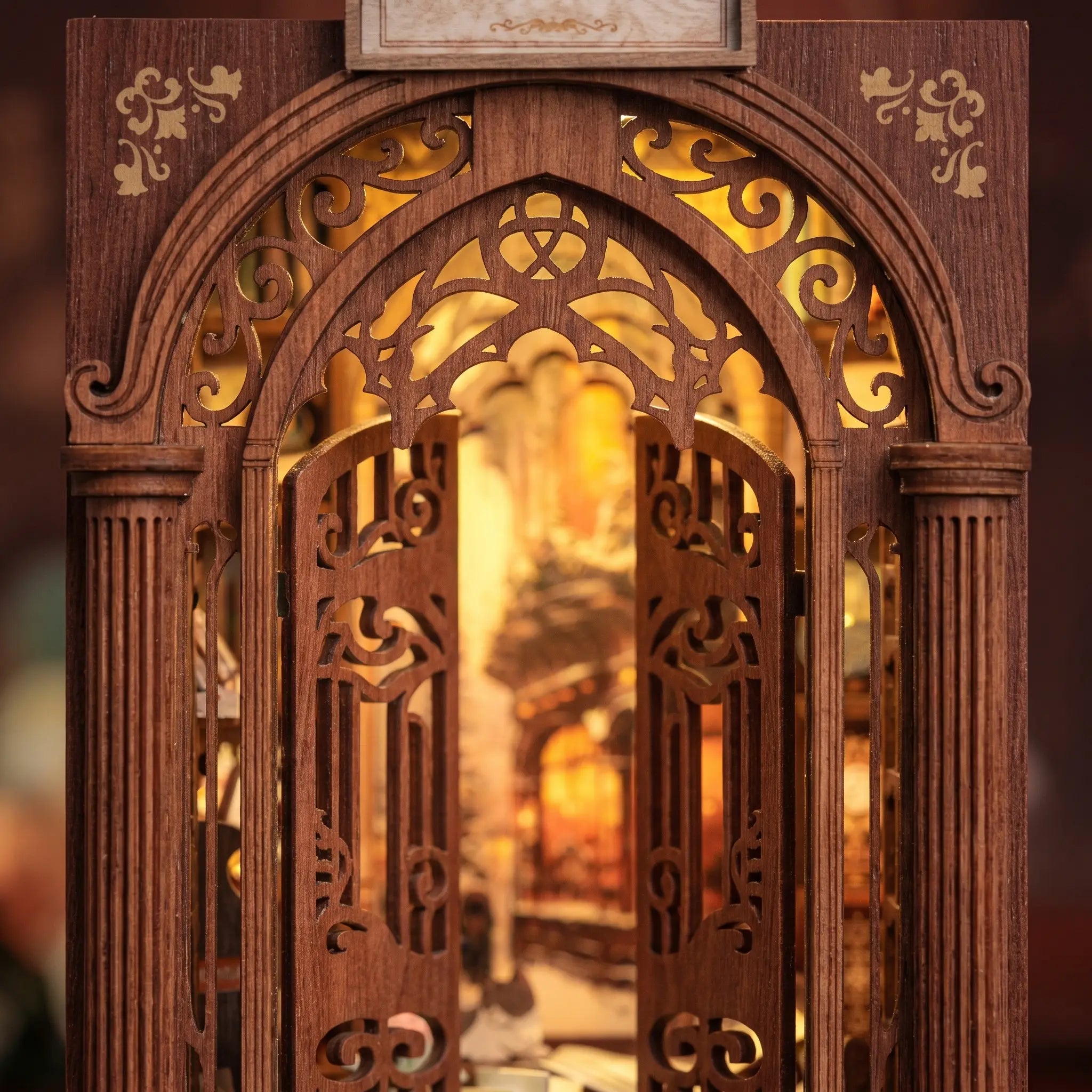 The ornate carved Art Nouveau storefront of The Book Emporium