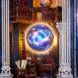 Close-up of the glowing nebula orb at the heart of The Celestial Library