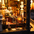 Close-up of an easel holding an oil painting inside The Painter's Atelier
