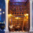 Close-up of the tiered bookshelves inside The Celestial Library