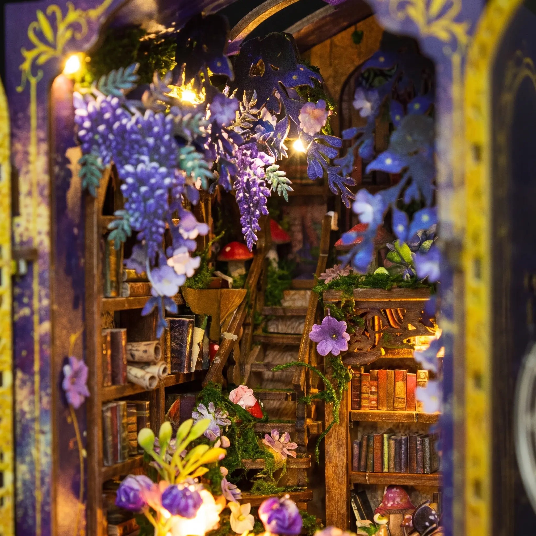 The Midnight Garden staircase and wisteria detail with fairy lights