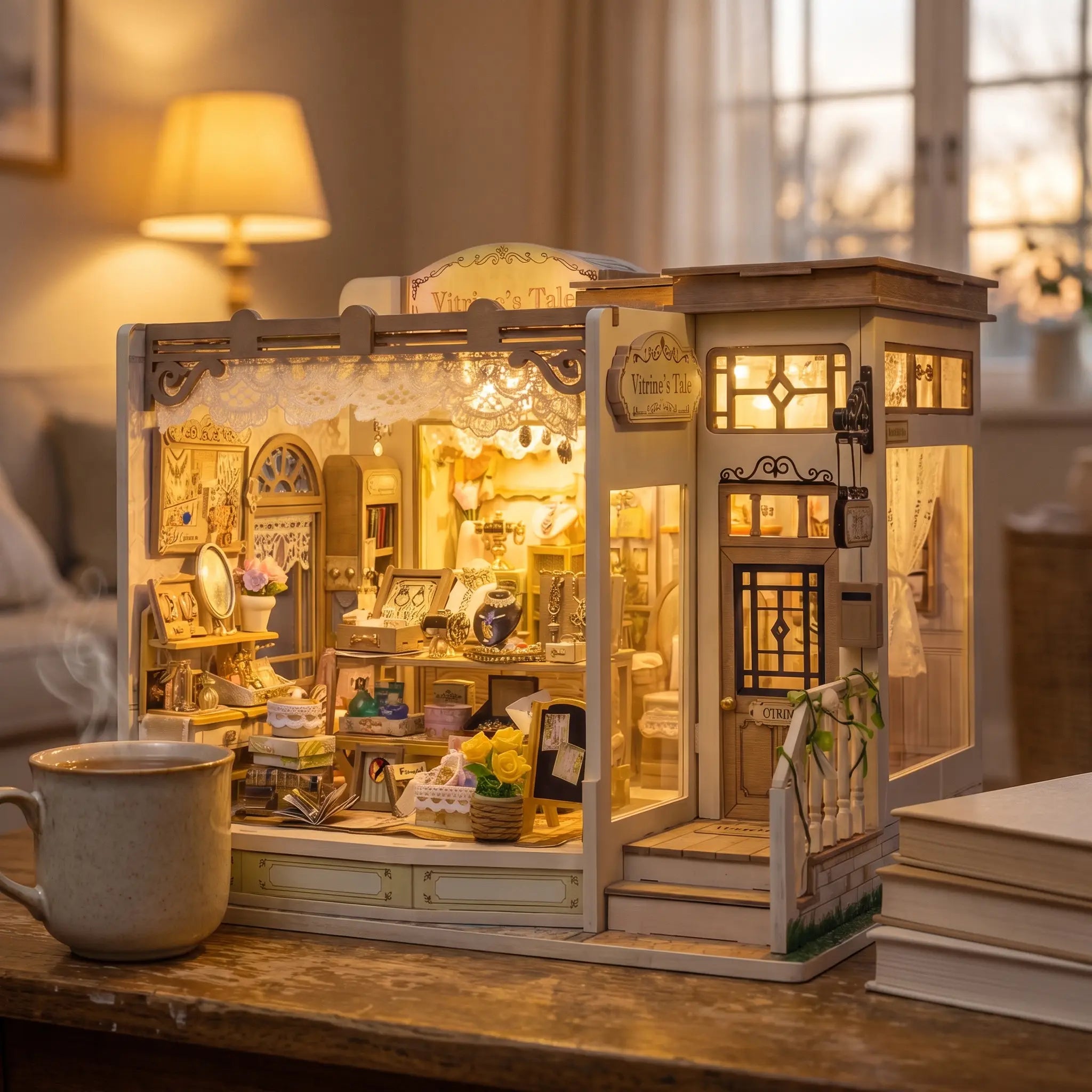 The Jewel Box on a cozy desk at dusk