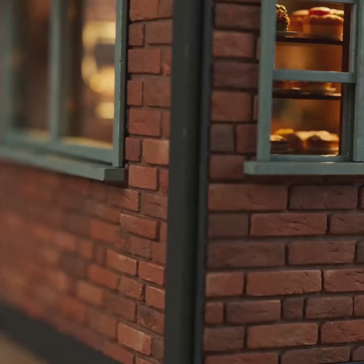 The Teddy Bear Shop miniature corner shop, slow cinematic showcase with warm LED lighting