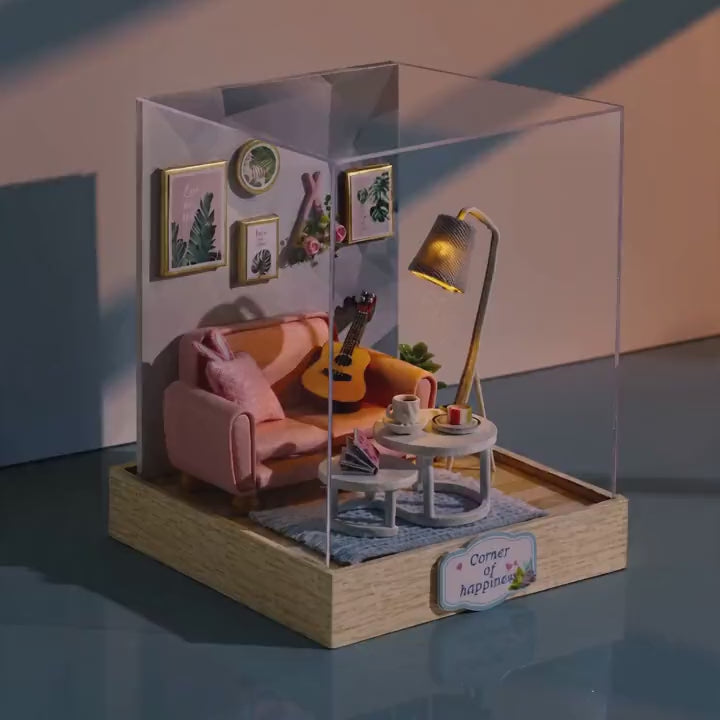 The Sunday Lounge cinematic showcase, the cozy living room music corner glowing to life