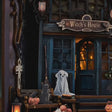 The Haunted Manor book nook showcase, lights glowing to life