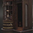 The Wand Shop book nook showcase, warm lights glowing to life over shelves of wand boxes