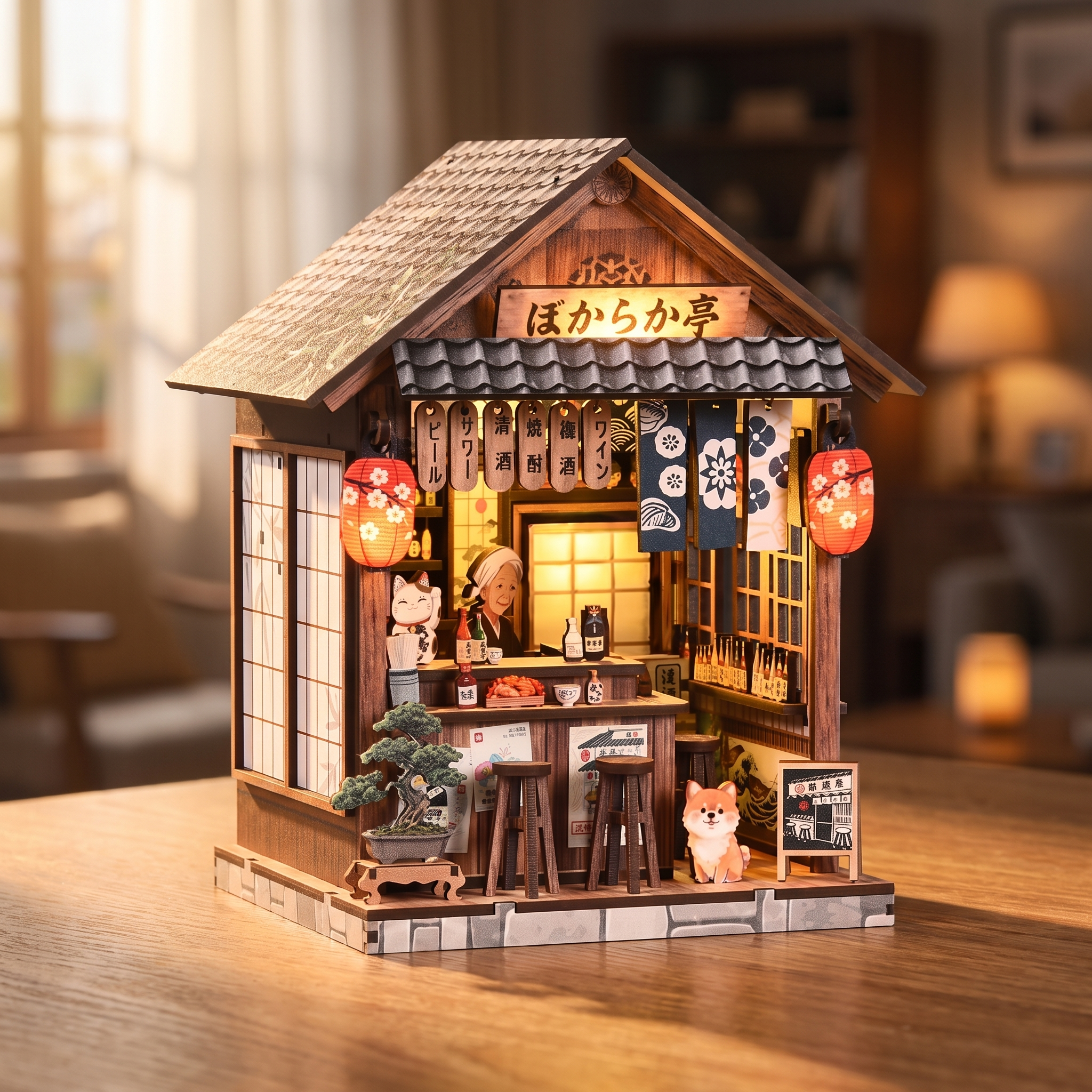 Building The Izakaya by hand until its LED lights glow