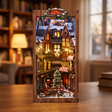 The Winter Lane miniature Christmas village book nook, lights-on showcase
