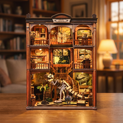 The Fossil Museum DIY book nook lighting up floor by floor