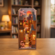 The Lantern Alley book nook showcase, the warm lanterns glowing to life down a Japanese alley at dusk