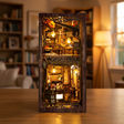 The Book Café showcase, a glowing two-storey coffee house book nook