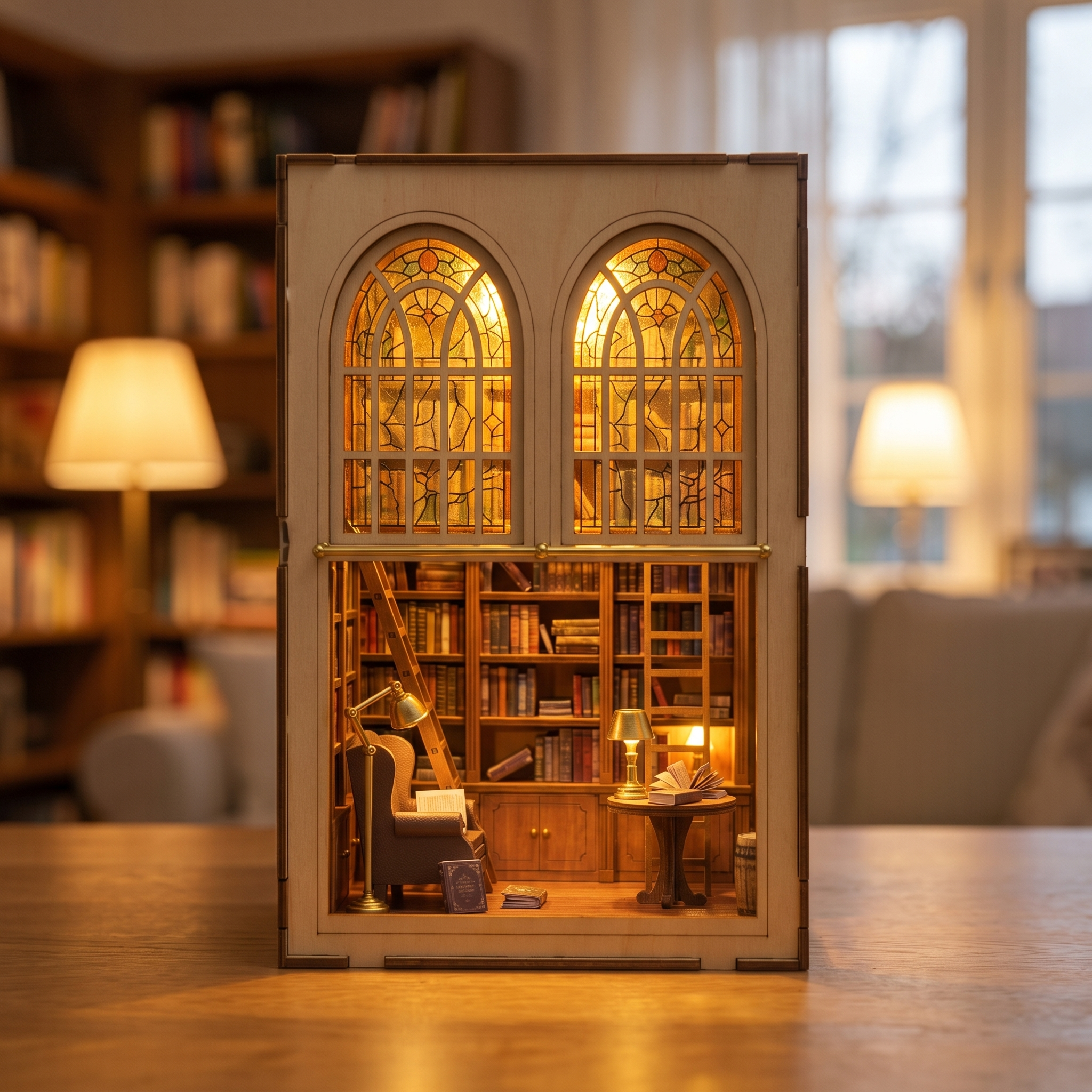 Building The Reading Room by hand until its LED lights glow