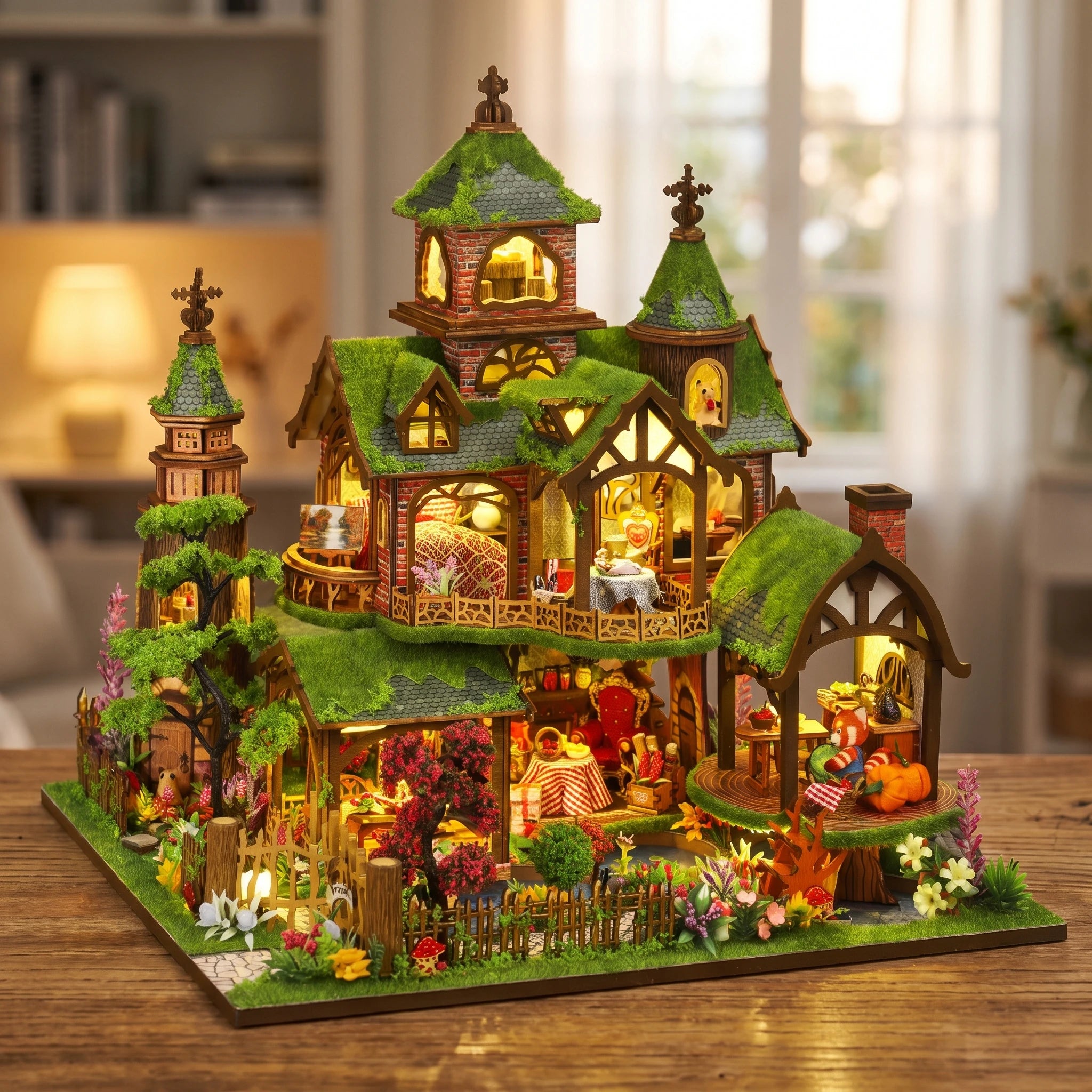 Building The Foxglove Manor by hand, ending lights on