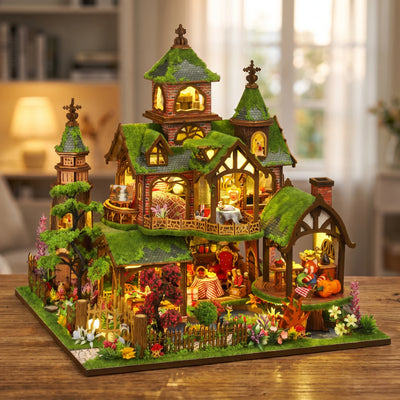 Building The Foxglove Manor by hand, ending lights on