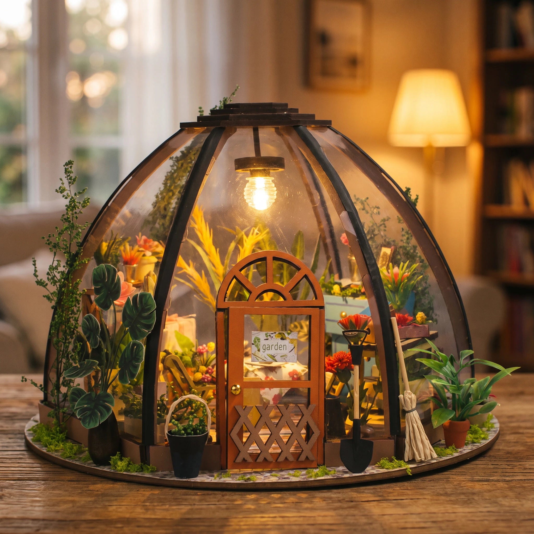Assembling The Seedling Dome by hand, ending with the hanging bulb switching on