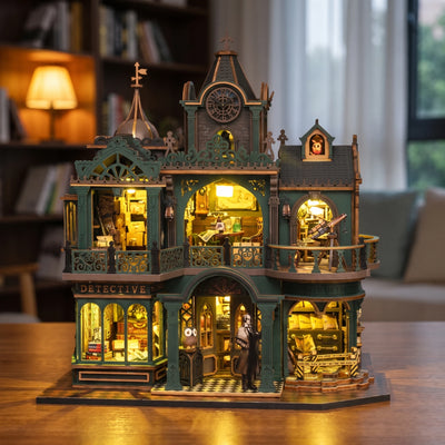Building The Sleuth Society by hand, ending lights on
