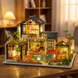 Assembling The Swan Garden villa by hand, garden lit at the end