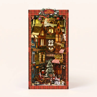 The Winter Lane miniature Christmas village book nook, lights-on showcase