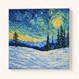 Starry Winter Forest Paint by Numbers Kit - finished painting on canvas