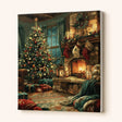 Cozy Christmas Living Room Paint by Numbers Kit - finished painting on canvas