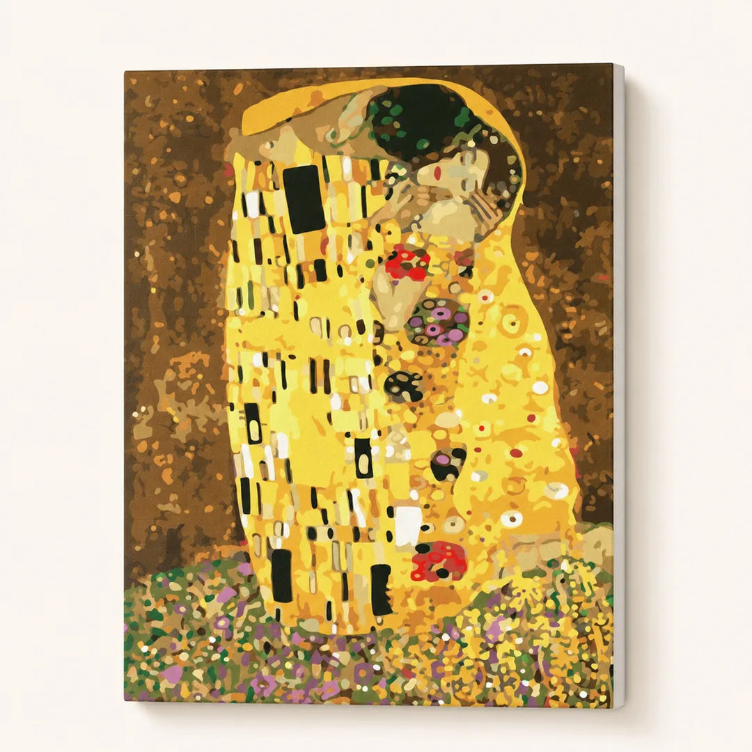 The Kiss Paint by Numbers Kit - finished painting on canvas