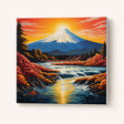 Mount Fuji in Autumn Paint by Numbers Kit - finished painting on canvas