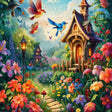 Whimsical Floral Cottage Paint by Numbers Kit - close-up detail of brushstrokes