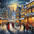 Snowy Christmas Market Paint by Numbers Kit - close-up detail of brushstrokes