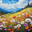 Mountain Wildflower Meadow Paint by Numbers Kit - close-up detail of brushstrokes