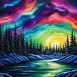 Northern Lights Forest Paint by Numbers Kit - close-up detail of brushstrokes